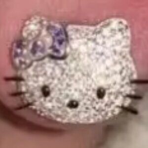 Purple Sanrio Hello Kitty Ear Stud Cute Girl Y2K Kawaii Rhinestone Earrings
